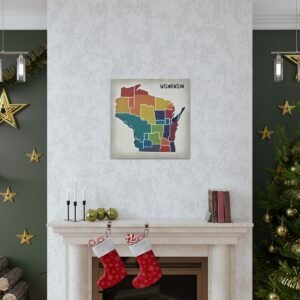 Wisconsin Canvas Gallery Wraps &#8211; Wisconsin Office Living Room Wall Decor Bedroom Home Canvas Art &#8211; Housewarming Gifts &#8211; WI New Home Gifts