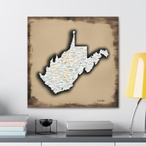 West Virginia Canvas Gallery Wraps &#8211; West Virginia Bedroom Living Room Wall Decor Office  Home Canvas Art &#8211; Housewarming Gifts &#8211; WV Gifts