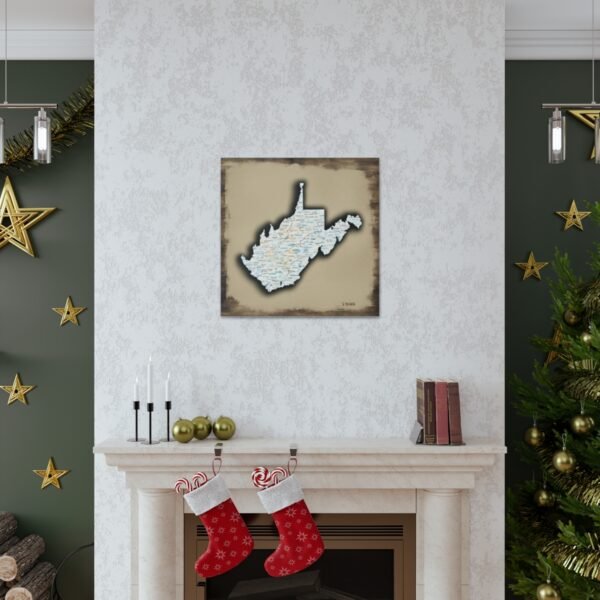 West Virginia Canvas Gallery Wraps &#8211; West Virginia Bedroom Living Room Wall Decor Office  Home Canvas Art &#8211; Housewarming Gifts &#8211; WV Gifts
