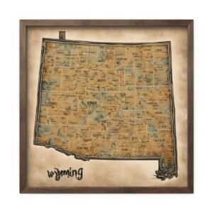 Wyoming Canvas Gallery Wraps &#8211; Wyoming Bedroom Living Room Office Wall Decor Home Canvas Art &#8211; Housewarming Gifts &#8211; WY New Home Gifts