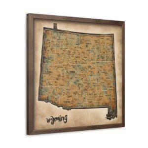 Wyoming Canvas Gallery Wraps &#8211; Wyoming Bedroom Living Room Office Wall Decor Home Canvas Art &#8211; Housewarming Gifts &#8211; WY New Home Gifts