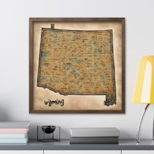 Wyoming Canvas Gallery Wraps &#8211; Wyoming Bedroom Living Room Office Wall Decor Home Canvas Art &#8211; Housewarming Gifts &#8211; WY New Home Gifts