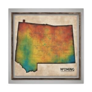 Wyoming Canvas Gallery Wraps &#8211; Wyoming Bedroom Office Living Room Wall Decor Home Canvas Art &#8211; Housewarming Gifts &#8211; WY New Home Gifts
