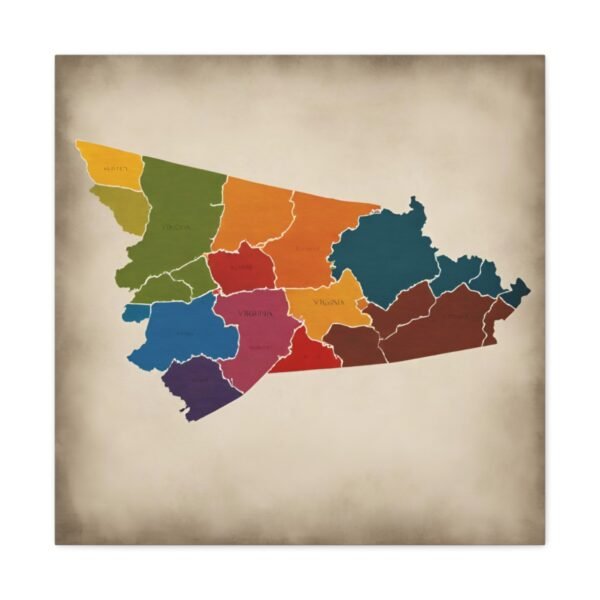 Virginia Canvas Gallery Wraps &#8211; Virginia Bedroom Office Living Room Wall Decor Home Canvas Art &#8211; Housewarming Gifts &#8211; VA New Home Gifts