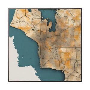 Washington Canvas Gallery Wraps &#8211; Washington Living Room Bedroom Office Wall Decor Home Canvas Art &#8211; Housewarming Gifts &#8211; WA New Home Gifts