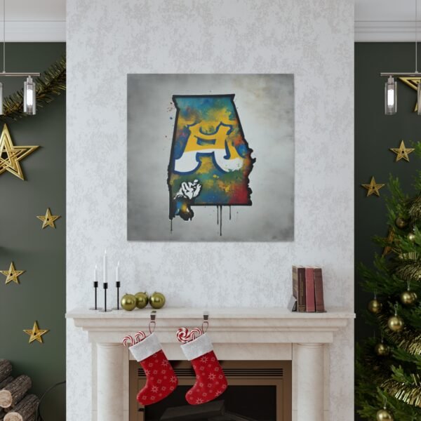 Alabama Canvas Gallery Wraps &#8211; Alabama Office Bedroom Home Living Room Wall Decor Canvas Art &#8211; Housewarming Gifts &#8211; AL New Home Gifts