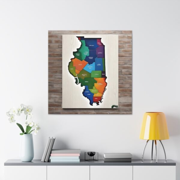 Illinois Canvas Gallery Wraps &#8211; Illinois Office Bedroom Wall Decor Living Room Home Canvas Art &#8211; Housewarming Gifts &#8211; IL New Home Gifts