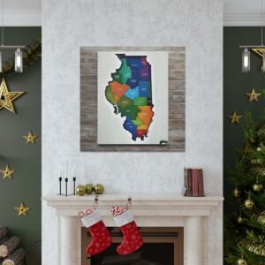 Illinois Canvas Gallery Wraps &#8211; Illinois Office Bedroom Wall Decor Living Room Home Canvas Art &#8211; Housewarming Gifts &#8211; IL New Home Gifts