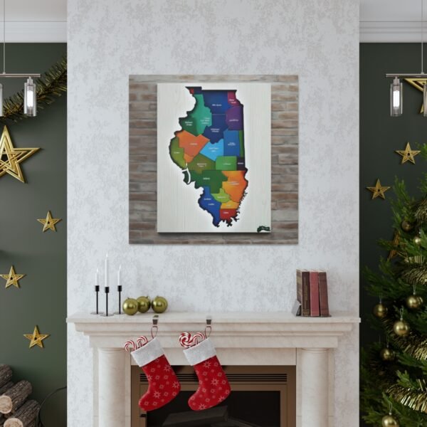 Illinois Canvas Gallery Wraps &#8211; Illinois Office Bedroom Wall Decor Living Room Home Canvas Art &#8211; Housewarming Gifts &#8211; IL New Home Gifts
