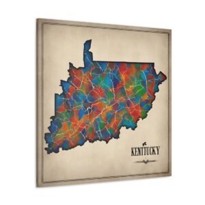 Kentucky Canvas Gallery Wraps &#8211; Kentucky Home Office Bedroom Living Room Wall Decor Canvas Art &#8211; Housewarming Gifts &#8211; KY New Home Gifts