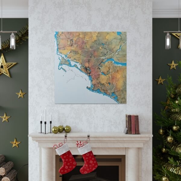 Massachusetts Canvas Gallery Wraps &#8211; Massachusetts Living Room Home Office Wall Decor Canvas Art &#8211; Housewarming Gifts &#8211; MA New Home Gifts
