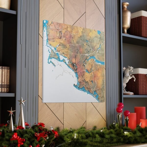 Massachusetts Canvas Gallery Wraps &#8211; Massachusetts Living Room Home Office Wall Decor Canvas Art &#8211; Housewarming Gifts &#8211; MA New Home Gifts