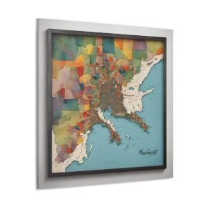 Massachusetts Canvas Gallery Wraps &#8211; Massachusetts Office Living Room Home Wall Decor Canvas Art &#8211; Housewarming Gifts &#8211; MA New Home Gifts