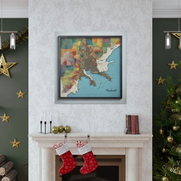 Massachusetts Canvas Gallery Wraps &#8211; Massachusetts Office Living Room Home Wall Decor Canvas Art &#8211; Housewarming Gifts &#8211; MA New Home Gifts