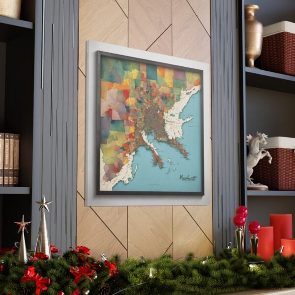 Massachusetts Canvas Gallery Wraps &#8211; Massachusetts Office Living Room Home Wall Decor Canvas Art &#8211; Housewarming Gifts &#8211; MA New Home Gifts