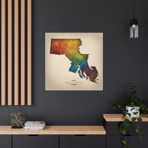 Massachusetts Canvas Gallery Wraps &#8211; Massachusetts Home Office Living Room Wall Decor Canvas Art &#8211; Housewarming Gifts &#8211; MA New Home Gifts