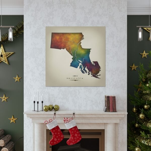 Massachusetts Canvas Gallery Wraps &#8211; Massachusetts Home Office Living Room Wall Decor Canvas Art &#8211; Housewarming Gifts &#8211; MA New Home Gifts