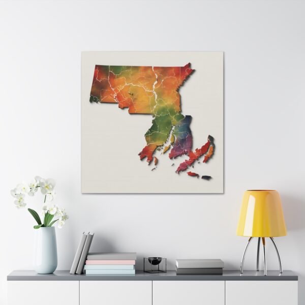 Massachusetts Canvas Gallery Wraps &#8211; Massachusetts Living Room Home Office Wall Decor Canvas Art &#8211; Housewarming Gifts &#8211; MA New Home Gifts