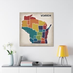 Wisconsin Canvas Gallery Wraps &#8211; Wisconsin Office Living Room Wall Decor Bedroom Home Canvas Art &#8211; Housewarming Gifts &#8211; WI New Home Gifts