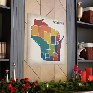Wisconsin Canvas Gallery Wraps &#8211; Wisconsin Office Living Room Wall Decor Bedroom Home Canvas Art &#8211; Housewarming Gifts &#8211; WI New Home Gifts