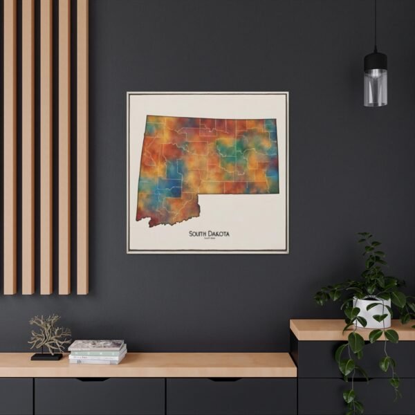 South Dakota Canvas Gallery Wraps &#8211; South Dakota Living Room Wall Decor Bedroom Office  Home Canvas Art &#8211; Housewarming Gifts &#8211; SD Home Gifts