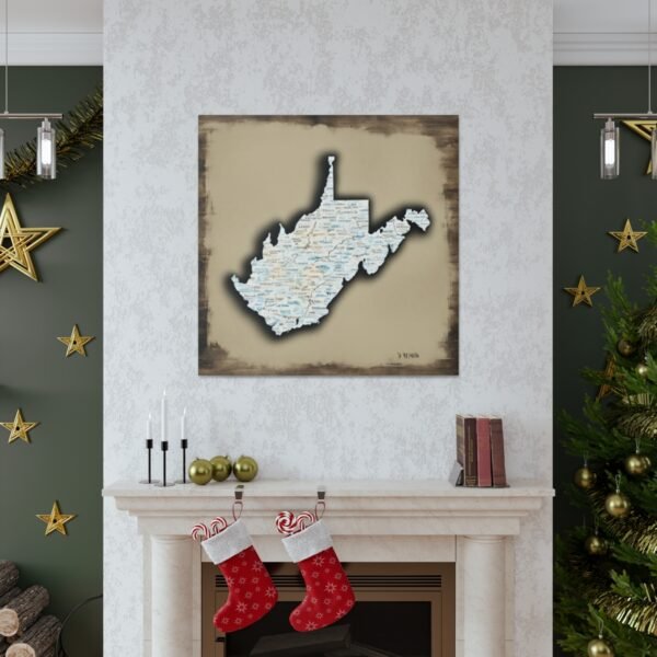West Virginia Canvas Gallery Wraps &#8211; West Virginia Bedroom Living Room Wall Decor Office  Home Canvas Art &#8211; Housewarming Gifts &#8211; WV Gifts