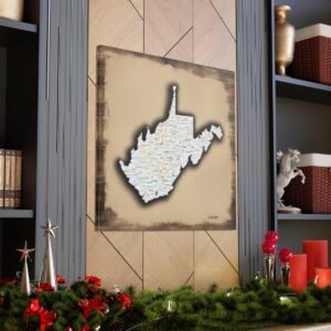 West Virginia Canvas Gallery Wraps &#8211; West Virginia Bedroom Living Room Wall Decor Office  Home Canvas Art &#8211; Housewarming Gifts &#8211; WV Gifts
