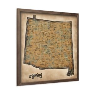 Wyoming Canvas Gallery Wraps &#8211; Wyoming Bedroom Living Room Office Wall Decor Home Canvas Art &#8211; Housewarming Gifts &#8211; WY New Home Gifts