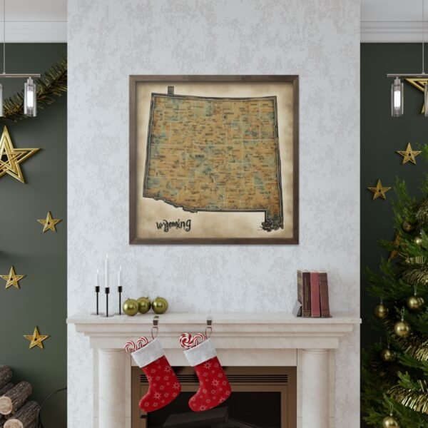 Wyoming Canvas Gallery Wraps &#8211; Wyoming Bedroom Living Room Office Wall Decor Home Canvas Art &#8211; Housewarming Gifts &#8211; WY New Home Gifts