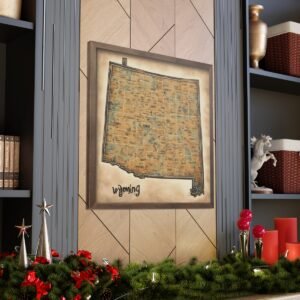 Wyoming Canvas Gallery Wraps &#8211; Wyoming Bedroom Living Room Office Wall Decor Home Canvas Art &#8211; Housewarming Gifts &#8211; WY New Home Gifts