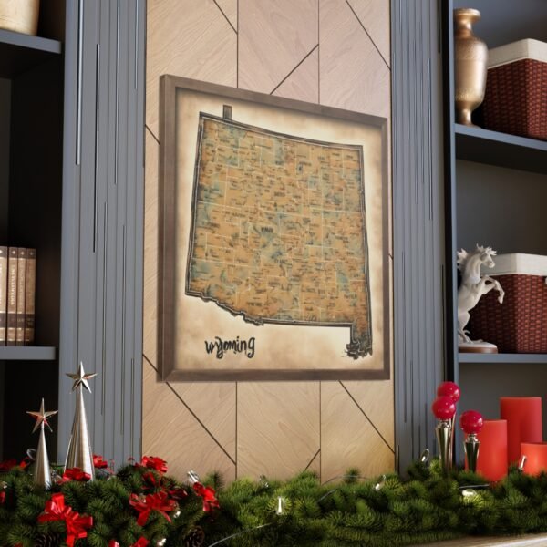 Wyoming Canvas Gallery Wraps &#8211; Wyoming Bedroom Living Room Office Wall Decor Home Canvas Art &#8211; Housewarming Gifts &#8211; WY New Home Gifts