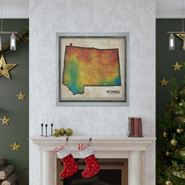 Wyoming Canvas Gallery Wraps &#8211; Wyoming Bedroom Office Living Room Wall Decor Home Canvas Art &#8211; Housewarming Gifts &#8211; WY New Home Gifts