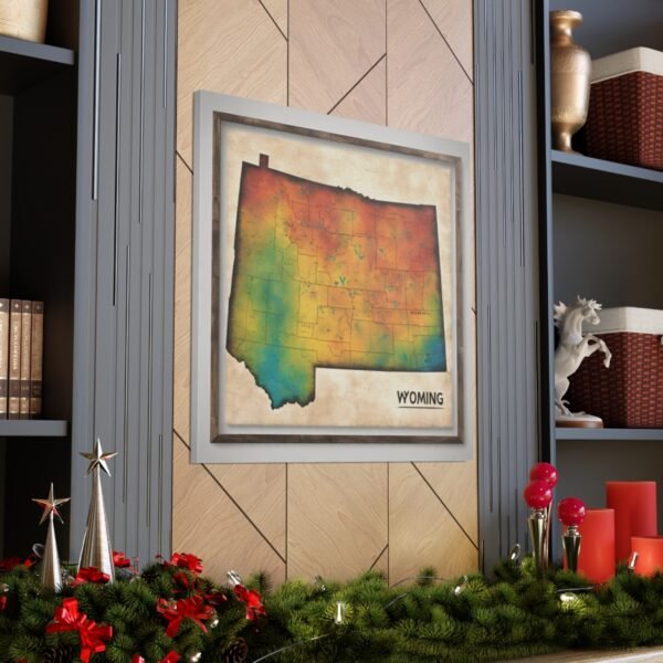 Wyoming Canvas Gallery Wraps &#8211; Wyoming Bedroom Office Living Room Wall Decor Home Canvas Art &#8211; Housewarming Gifts &#8211; WY New Home Gifts